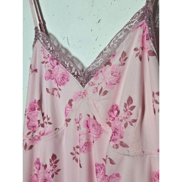 Wild Fable Pink Floral Mini Slip Dress Size Medium Lace Hoco Coquette Y2K Dainty - Picture 4 of 12